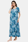 Naidu Hall Cotton Full Length Nightdress - Blue — thumbnail 3