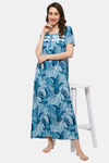 Naidu Hall Cotton Full Length Nightdress - Blue — thumbnail 5