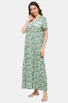 Naidu Hall Cotton Full Length Nightdress - Green — thumbnail 3