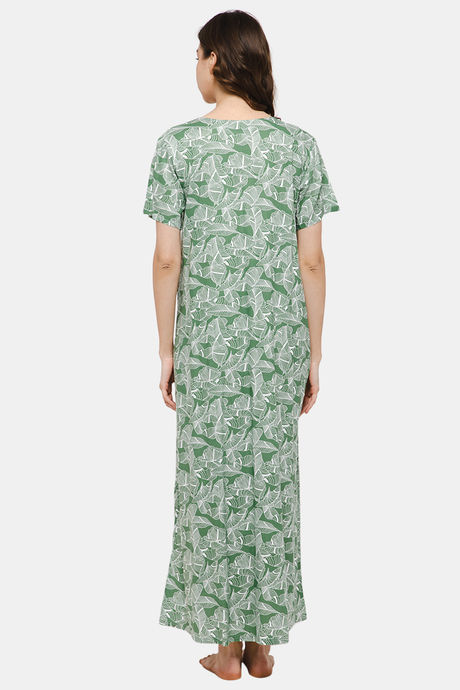 Naidu Hall Cotton Full Length Nightdress - Green — image 4