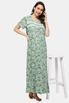 Naidu Hall Cotton Full Length Nightdress - Green — thumbnail 5