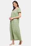 Naidu Hall Cotton Full Length Nightdress - Green — thumbnail 3