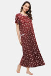 Naidu Hall Cotton Full Length Nightdress - Maroon — thumbnail 2