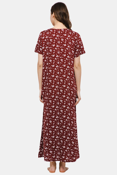 Naidu Hall Cotton Full Length Nightdress - Maroon — image 4