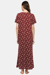 Naidu Hall Cotton Full Length Nightdress - Maroon — thumbnail 4