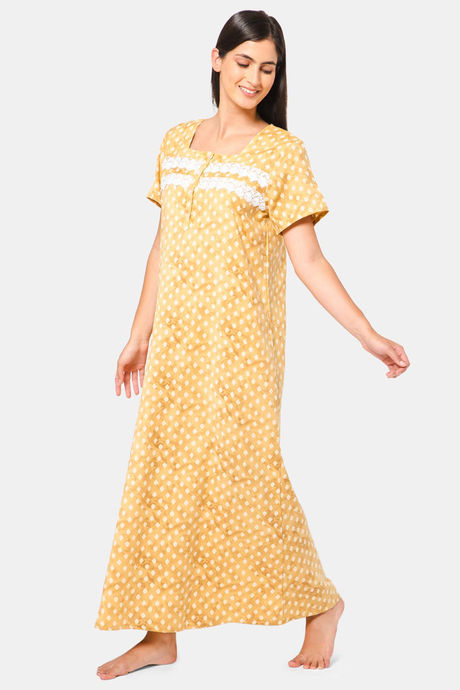 Naidu Hall Cotton Full Length Nightdress - Mustard — image 2