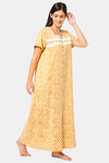 Naidu Hall Cotton Full Length Nightdress - Mustard — thumbnail 3