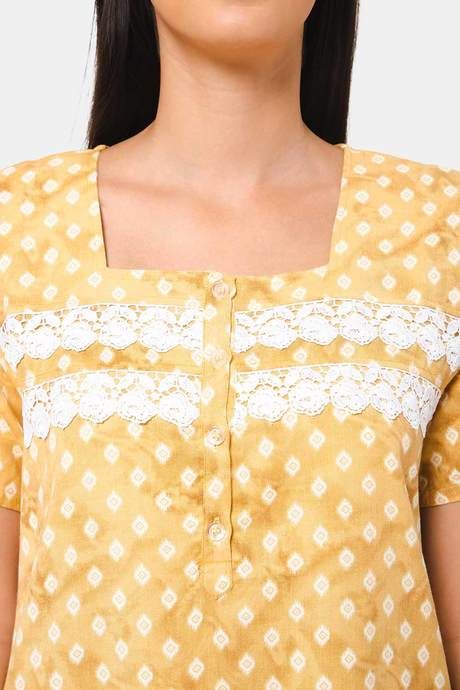 Naidu Hall Cotton Full Length Nightdress - Mustard — image 6