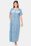 Naidu Hall Cotton Full Length Nightdress - Navy Blue — thumbnail 1