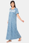 Naidu Hall Cotton Full Length Nightdress - Navy Blue — thumbnail 2