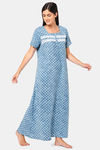 Naidu Hall Cotton Full Length Nightdress - Navy Blue — thumbnail 3