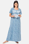 Naidu Hall Cotton Full Length Nightdress - Navy Blue — thumbnail 5