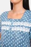 Naidu Hall Cotton Full Length Nightdress - Navy Blue — thumbnail 6