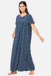 Naidu Hall Cotton Full Length Nightdress - Blue — thumbnail 2