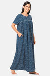 Naidu Hall Cotton Full Length Nightdress - Blue — thumbnail 3