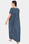 Naidu Hall Cotton Full Length Nightdress - Blue — thumbnail 4