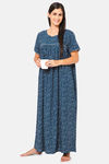 Naidu Hall Cotton Full Length Nightdress - Blue — thumbnail 5