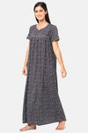 Naidu Hall Cotton Full Length Nightdress - Grey — thumbnail 2