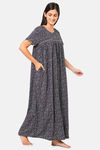 Naidu Hall Cotton Full Length Nightdress - Grey — thumbnail 3