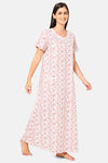 Naidu Hall Cotton Full Length Nightdress - Pink — thumbnail 3
