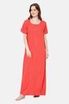 Naidu Hall Cotton Full Length Nightdress - Coral — thumbnail 2