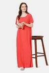 Naidu Hall Cotton Full Length Nightdress - Coral — thumbnail 5