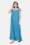 Naidu Hall Cotton Full Length Nightdress - Blue — thumbnail 2