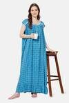 Naidu Hall Cotton Full Length Nightdress - Blue — thumbnail 5