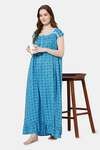 Naidu Hall Cotton Full Length Nightdress - Blue — thumbnail 6