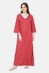 Naidu Hall Cotton Full Length Nightdress - Red — thumbnail 2