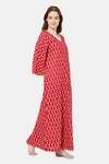 Naidu Hall Cotton Full Length Nightdress - Red — thumbnail 3
