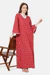 Naidu Hall Cotton Full Length Nightdress - Red — thumbnail 5