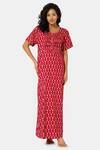 Naiduhall Cotton Full Length Nightdress - Red — thumbnail 1