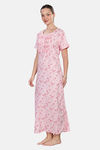 Naidu Hall Cotton Full Length Nightdress - Pink — thumbnail 6
