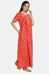Naidu Hall Cotton Full Length Nightdress - Orange — thumbnail 3