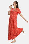 Naidu Hall Cotton Full Length Nightdress - Orange — thumbnail 6