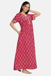 Naidu Hall Cotton Full Length Nightdress - Pink — thumbnail 3