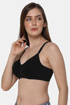 Intimacy Single Layered Non Wired 3/4th Coverage T-Shirt Bra - Black — thumbnail 3