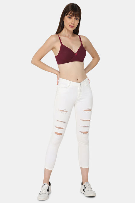 Intimacy Padded Non Wired Medium Coverage T-Shirt Bra - Wine — image 5