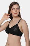 Intimacy Double Layered Non Wired Full Coverage Lace Bra - Black — thumbnail 3