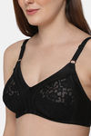 Intimacy Double Layered Non Wired Full Coverage Lace Bra - Black — thumbnail 6