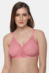 Intimacy Double Layered Non Wired Full Coverage Lace Bra - Rose — thumbnail 1