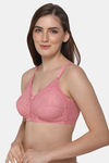 Intimacy Double Layered Non Wired Full Coverage Lace Bra - Rose — thumbnail 3