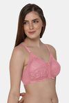 Intimacy Double Layered Non Wired 3/4th Coverage Lace Bra - Rose — thumbnail 2