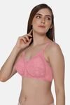 Intimacy Double Layered Non Wired 3/4th Coverage Lace Bra - Rose — thumbnail 3