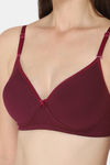 Intimacy Padded Non Wired Medium Coverage T-Shirt Bra - Wine — thumbnail 4