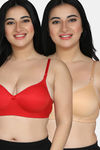 Maroon Clothing Double Layered Non-Wired Full Coverage T-Shirt Bra (Pack Of 2) - Multicolor — thumbnail 1