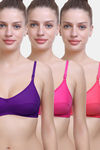 Maroon Clothing Double Layered Non Wired Full Coverage Sleep Bra ( Pack of 3) - Multicolor — thumbnail 1