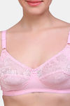 Maroon Clothing Double Layered Non-Wired Full Coverage Lace Bra - Pink — thumbnail 4