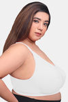 Maroon Clothing Single Layered Non Wired Full Coverage Minimiser Bra - White — thumbnail 2